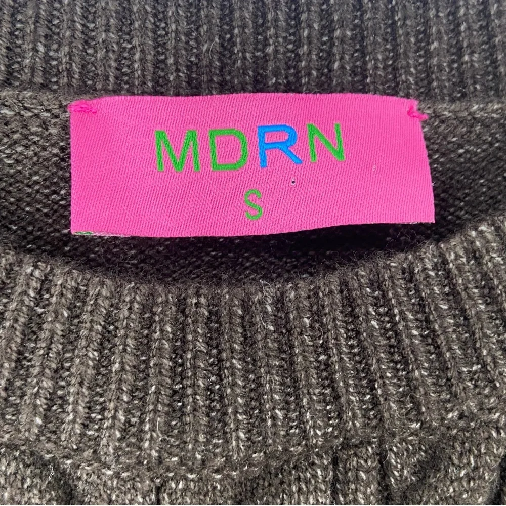 MDRN Brown Knit Sweater Womens Small Cable Knit - Picture 5 of 8